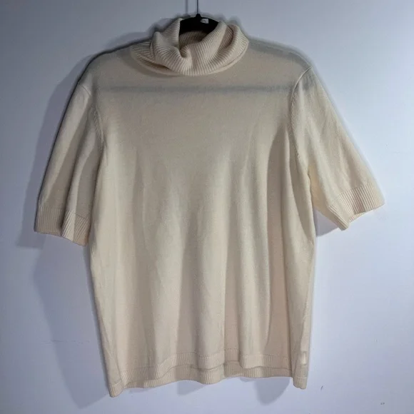 Pendleton Merino Wool Turtleneck Sweater 1X Cream Short Sleeve Knit - Picture 1 of 4